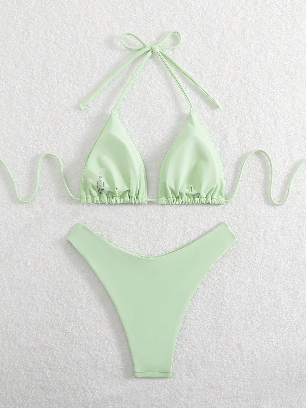 Swim Mod Women's Solid Color Halter Neck Bikini Set, Simple & Fashionable For Casual Beach Everyday Wear For Summer Beach Vacation