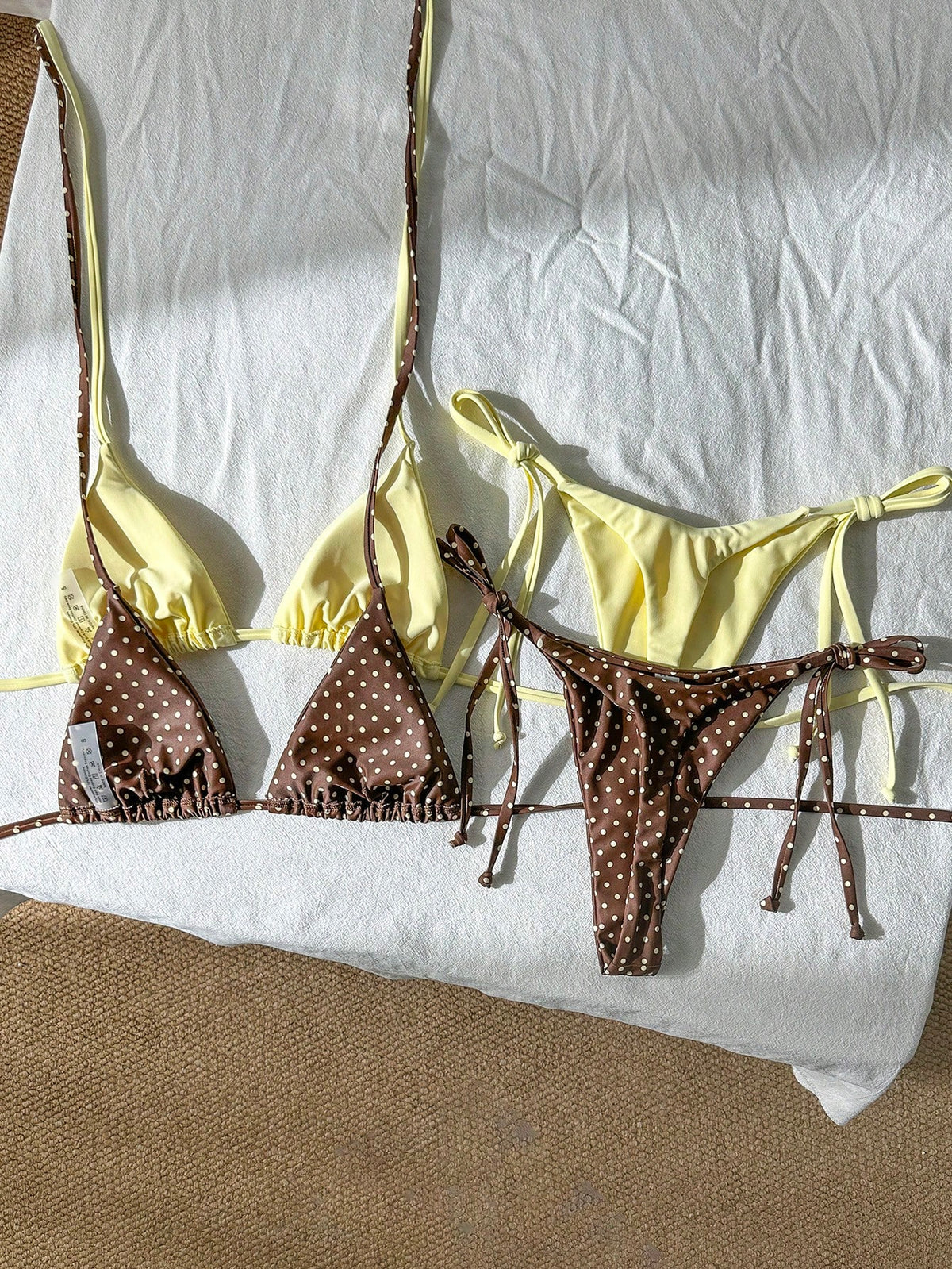 Swim Mod Women's Summer Beach Holiday Halter Neck Tie Back Sexy Polka Dot Bikini Set Set
