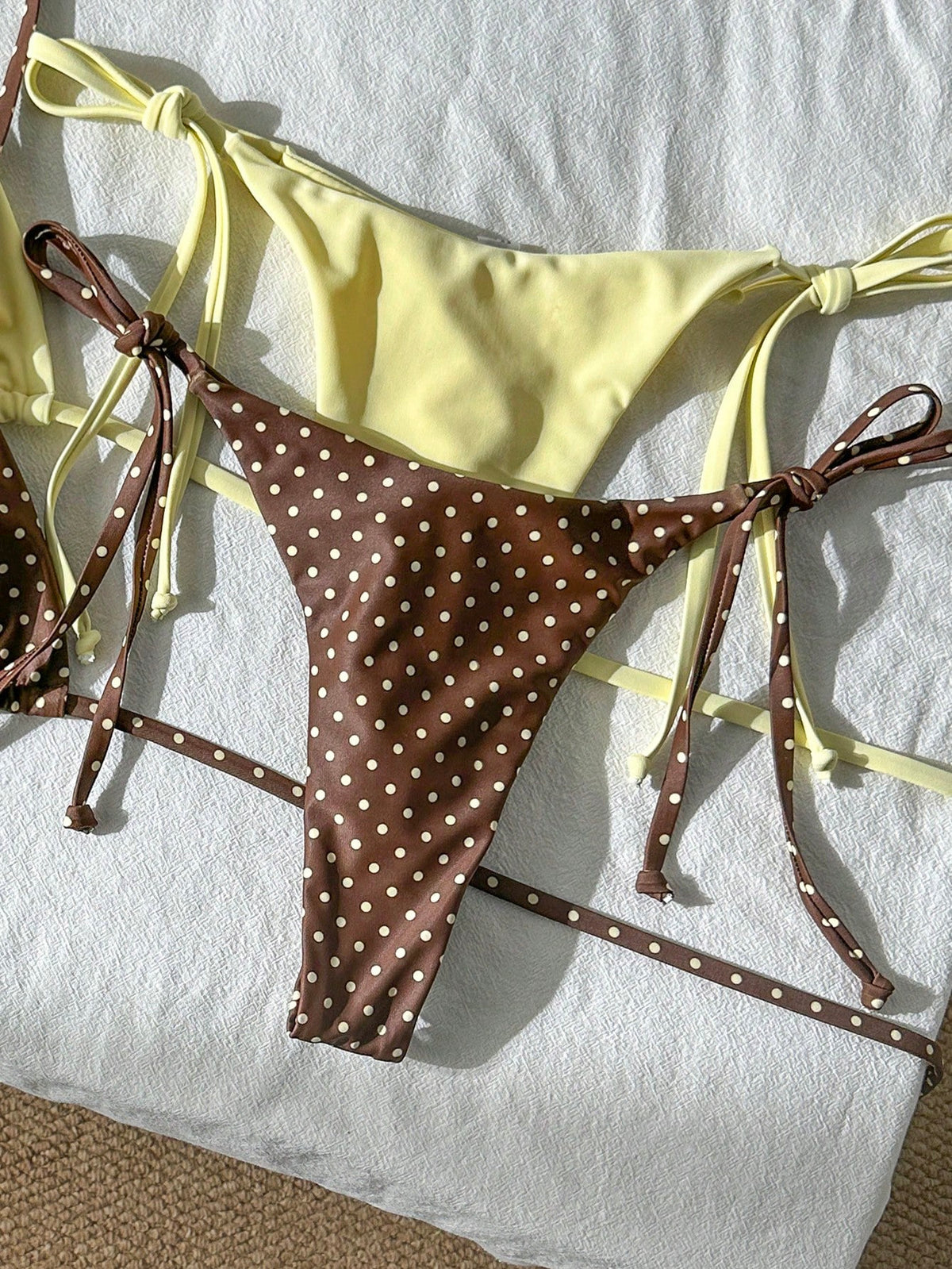 Swim Mod Women's Summer Beach Holiday Halter Neck Tie Back Sexy Polka Dot Bikini Set Set