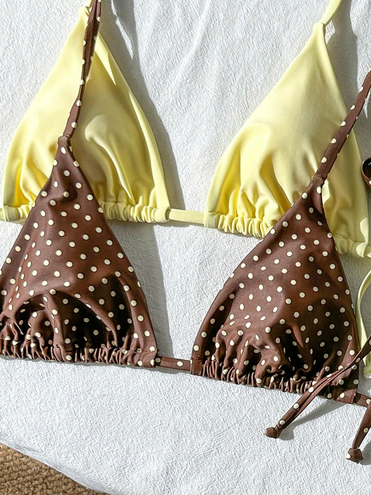 Swim Mod Women's Summer Beach Holiday Halter Neck Tie Back Sexy Polka Dot Bikini Set Set