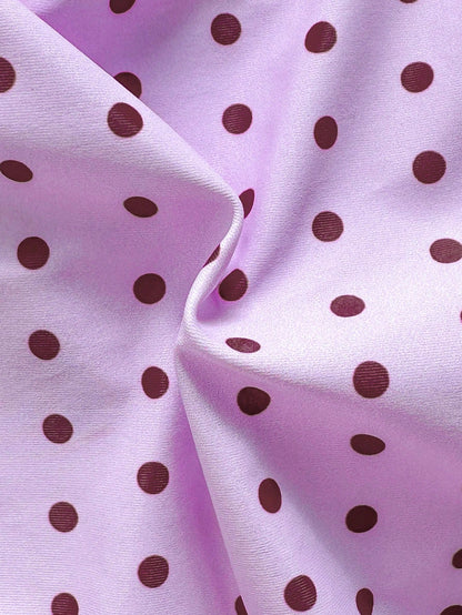 Swim Mod Women's Summer Beach Vacation Sweet Pink Polka Dot And Plaid Print Reversible Bikini Set