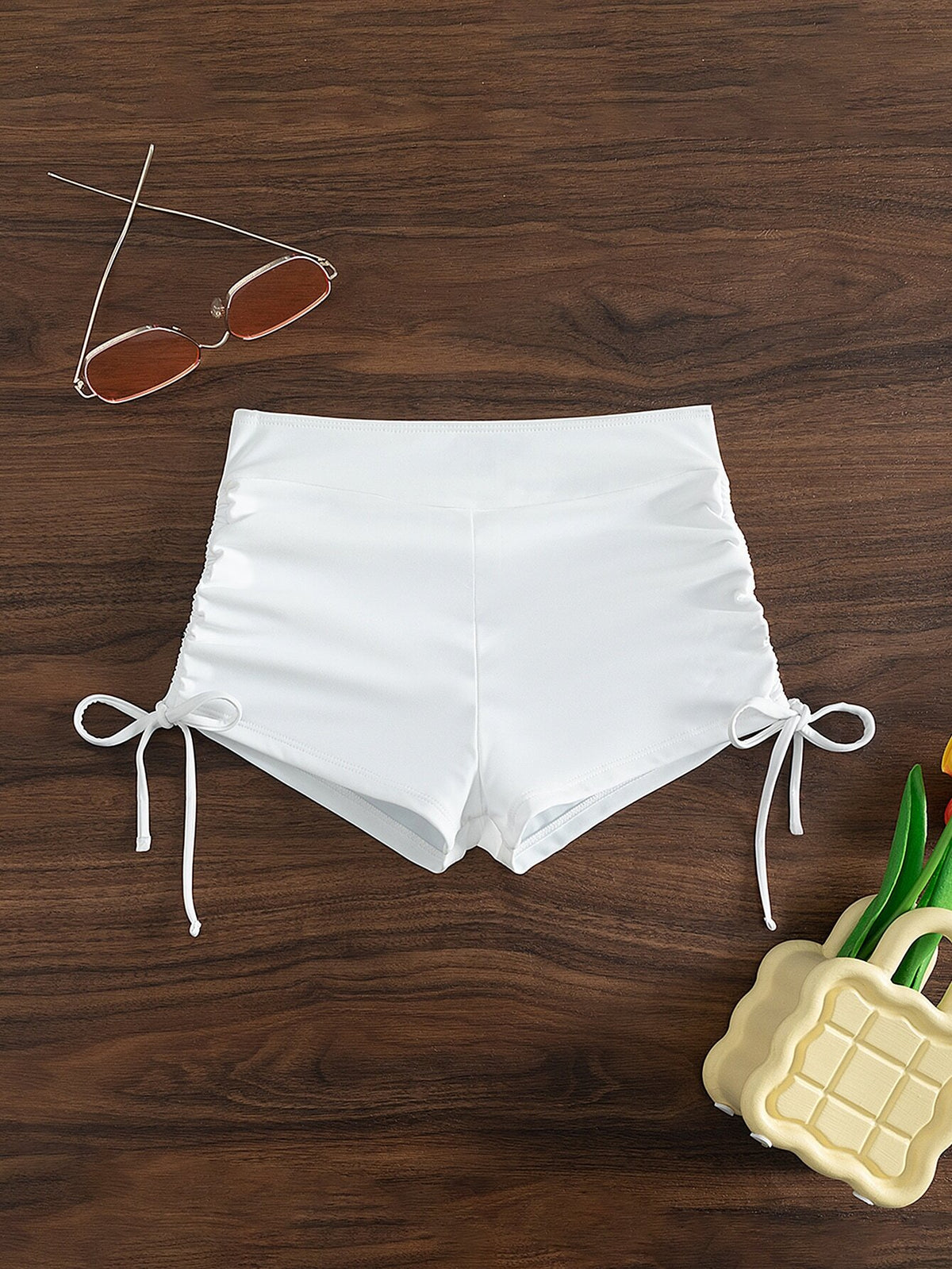 Swim New Women's Solid-Color Drawstring Bikini Bottoms – Perfect For Beach Vacations, Summer Holidays, And Parties.Vacation Outfits Women.