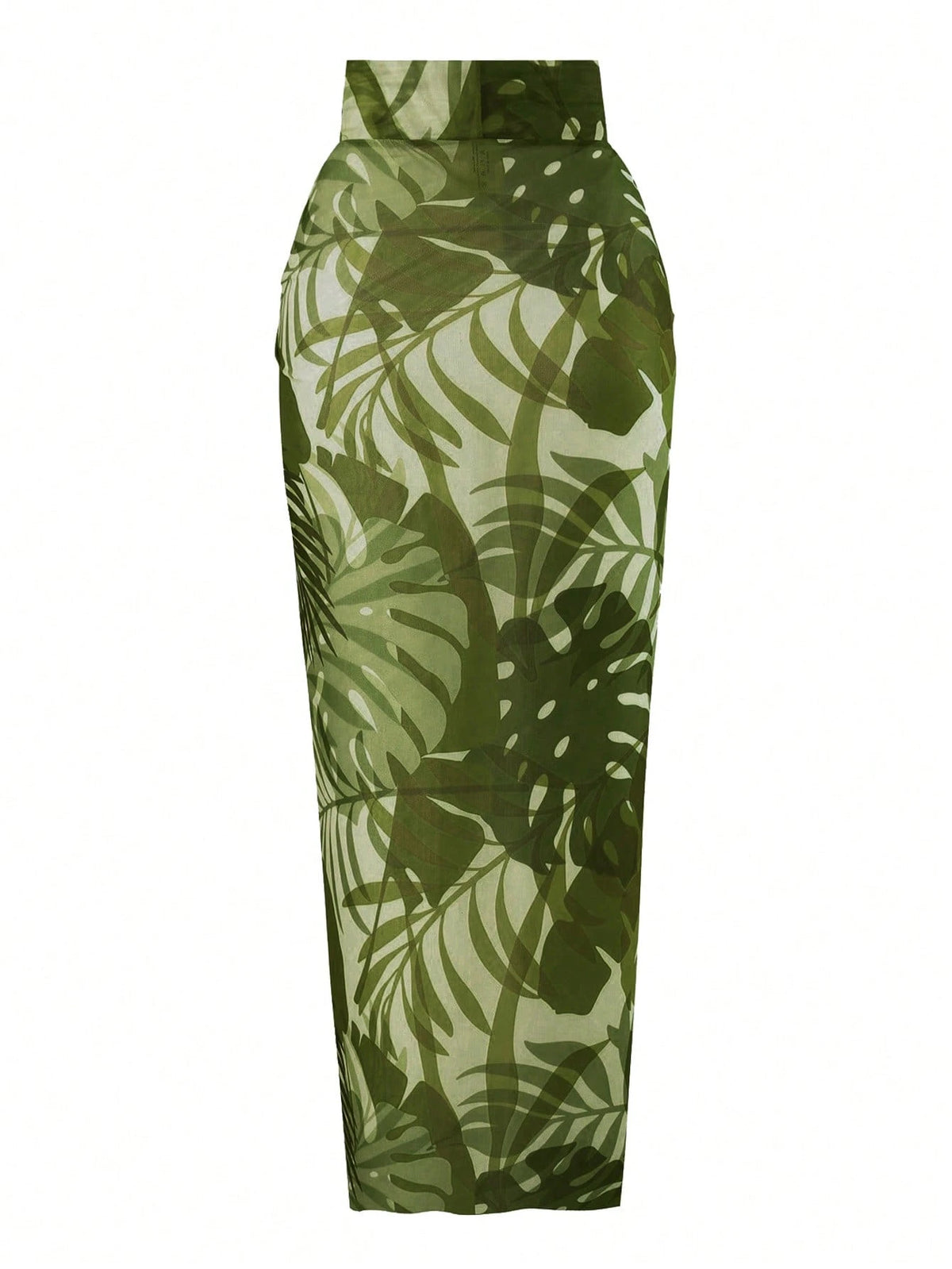 Swim Oasis Women's Summer Elegant Beach Holiday Olive Green Textured U-Neck Cutout Backless Swimwear Set With Premium Printed Mesh Skirt,Festival Boho Holiday