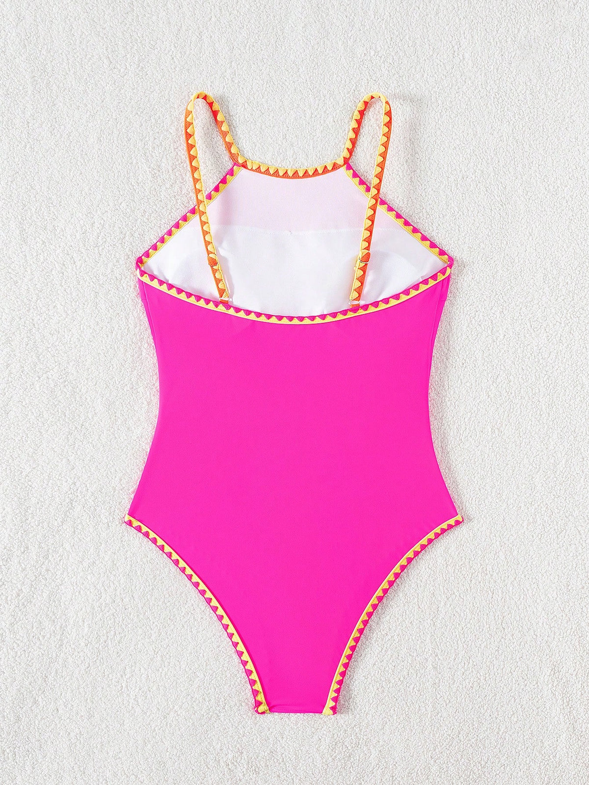 Swim SPRTY Beach Summer Outfits For Women, One-Piece Sleeveless Contrast Trim Tummy Control Swimsuit, For Beach, Surfing, Summer