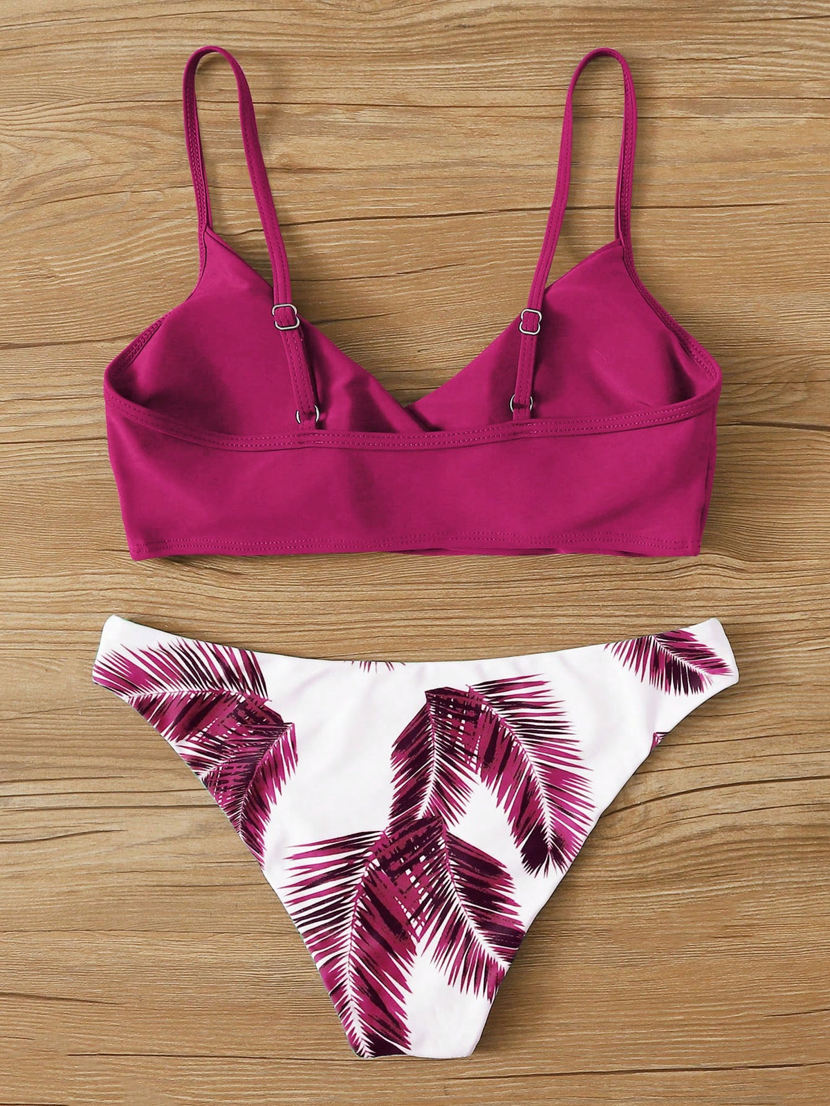 Swim Summer Beach Palm Random Print Adjustable Strap Bikini