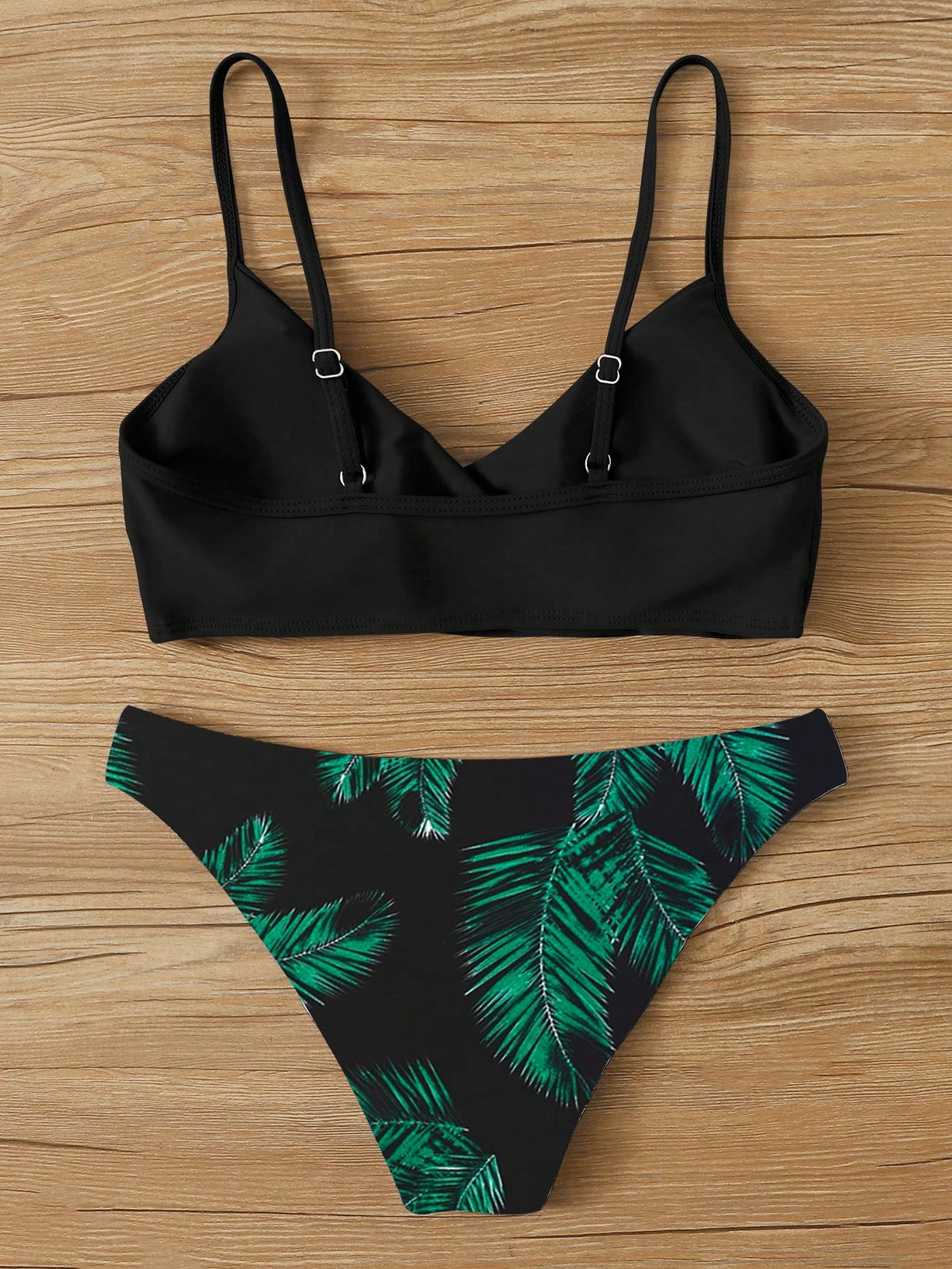 Swim Summer Beach Palm Random Print Adjustable Strap Bikini