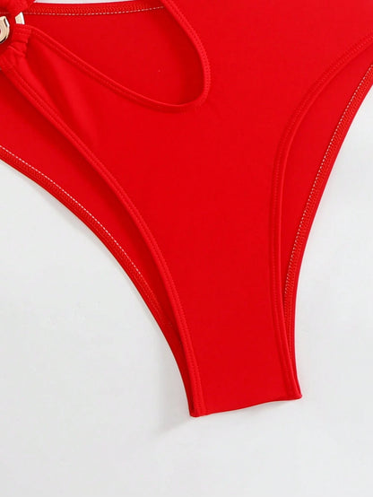 Swim SXY New Summer Solid Color Sexy Hollow Front Criss-Cross Special Craft Vacation Casual Beach Women One-Piece Swimsuit