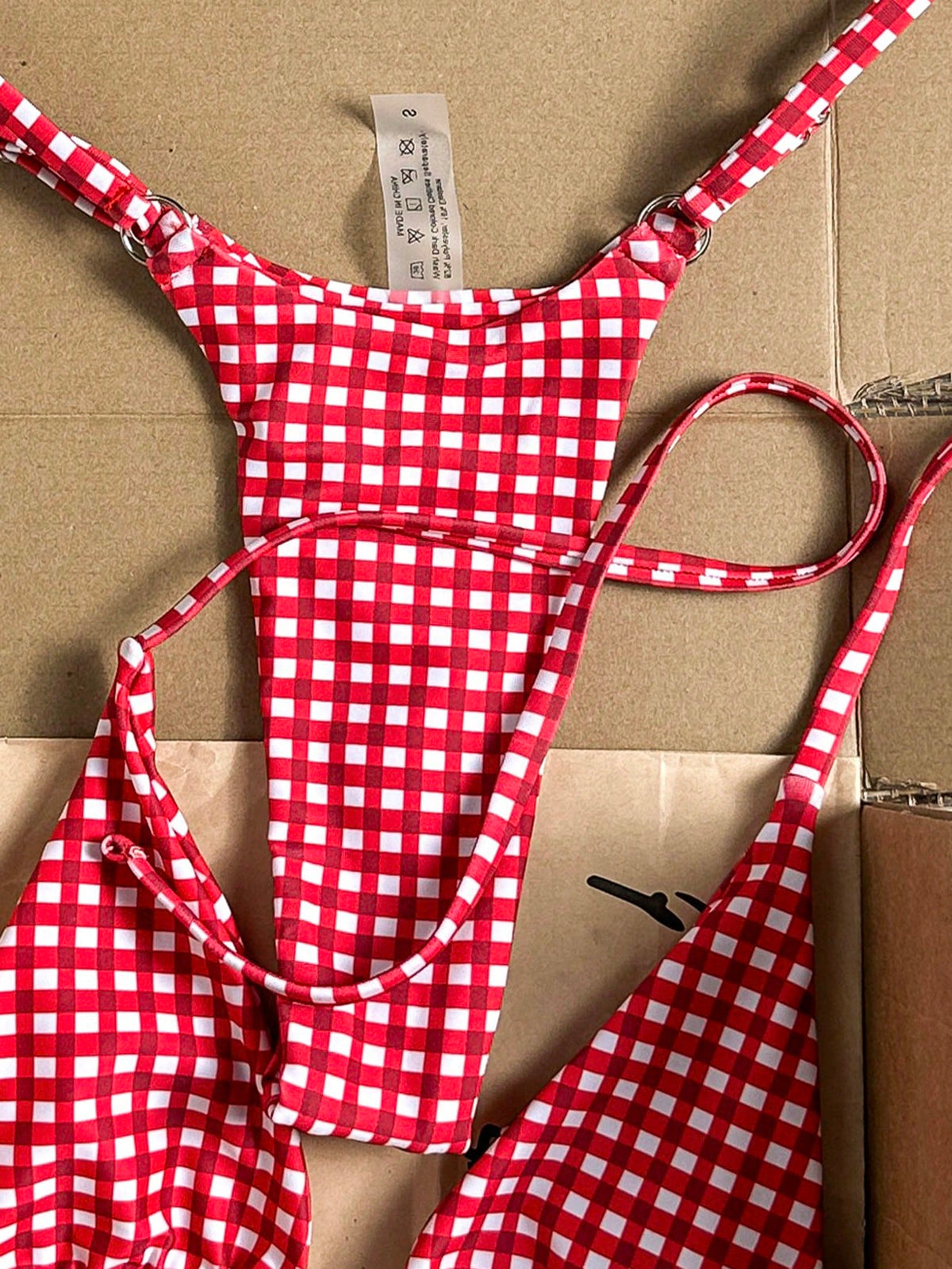 Swim Vcay 2026 Spring/Summer Pink Polka Dot Halter Tie Bikini With Red Sun Pendant, High Cut Adjustable Sexy Bikini For Women