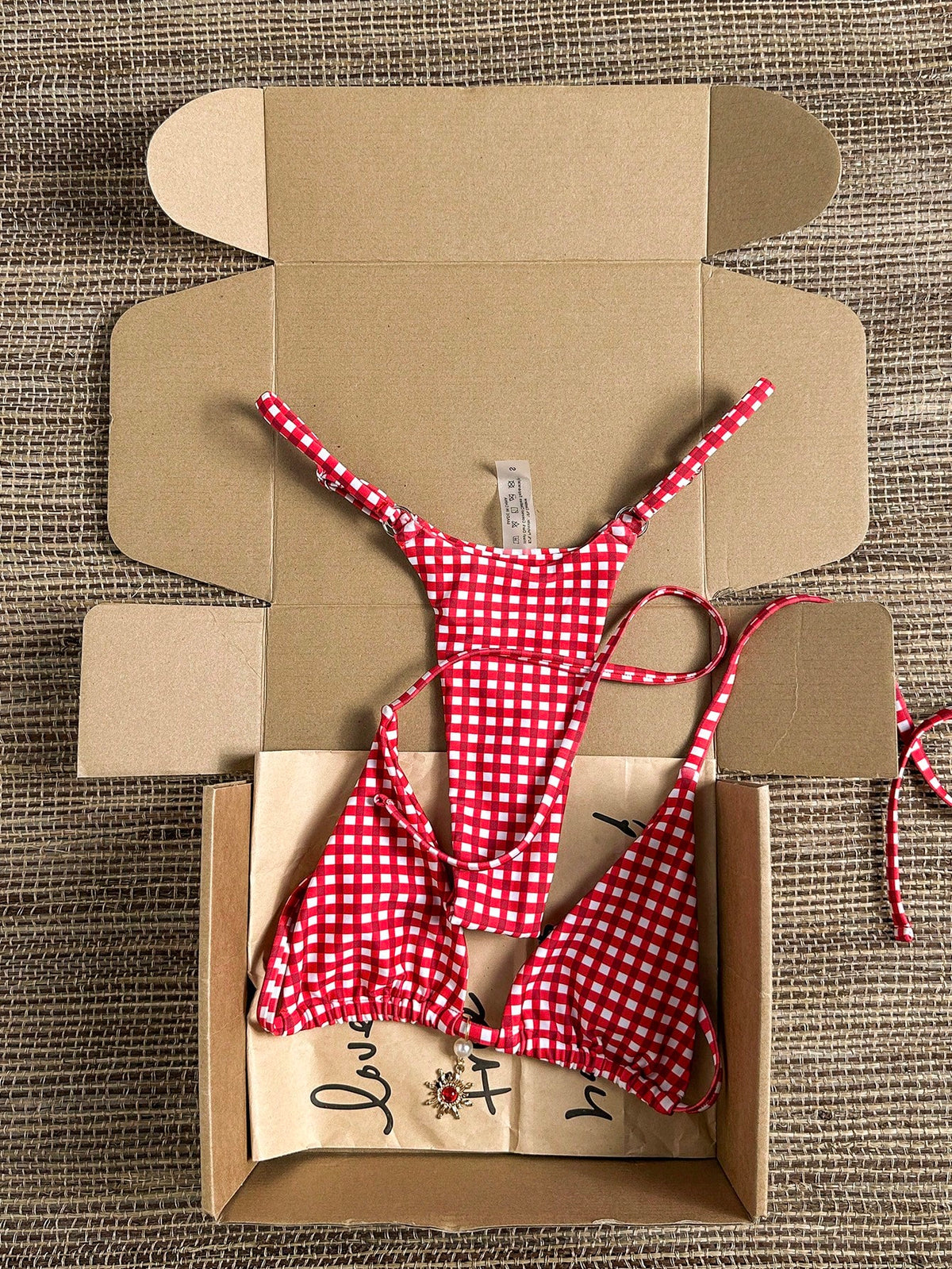 Swim Vcay 2026 Spring/Summer Pink Polka Dot Halter Tie Bikini With Red Sun Pendant, High Cut Adjustable Sexy Bikini For Women