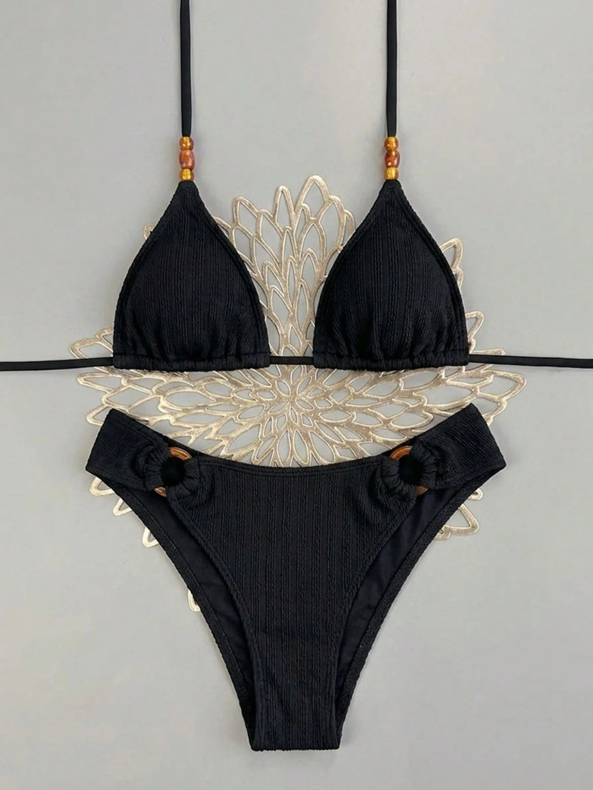 Swim Vcay 2026 Spring/Summer Textured White Halter Tie Side High-Cut Thong Bikini Swimsuit 2-Piece Set For Women Vacation