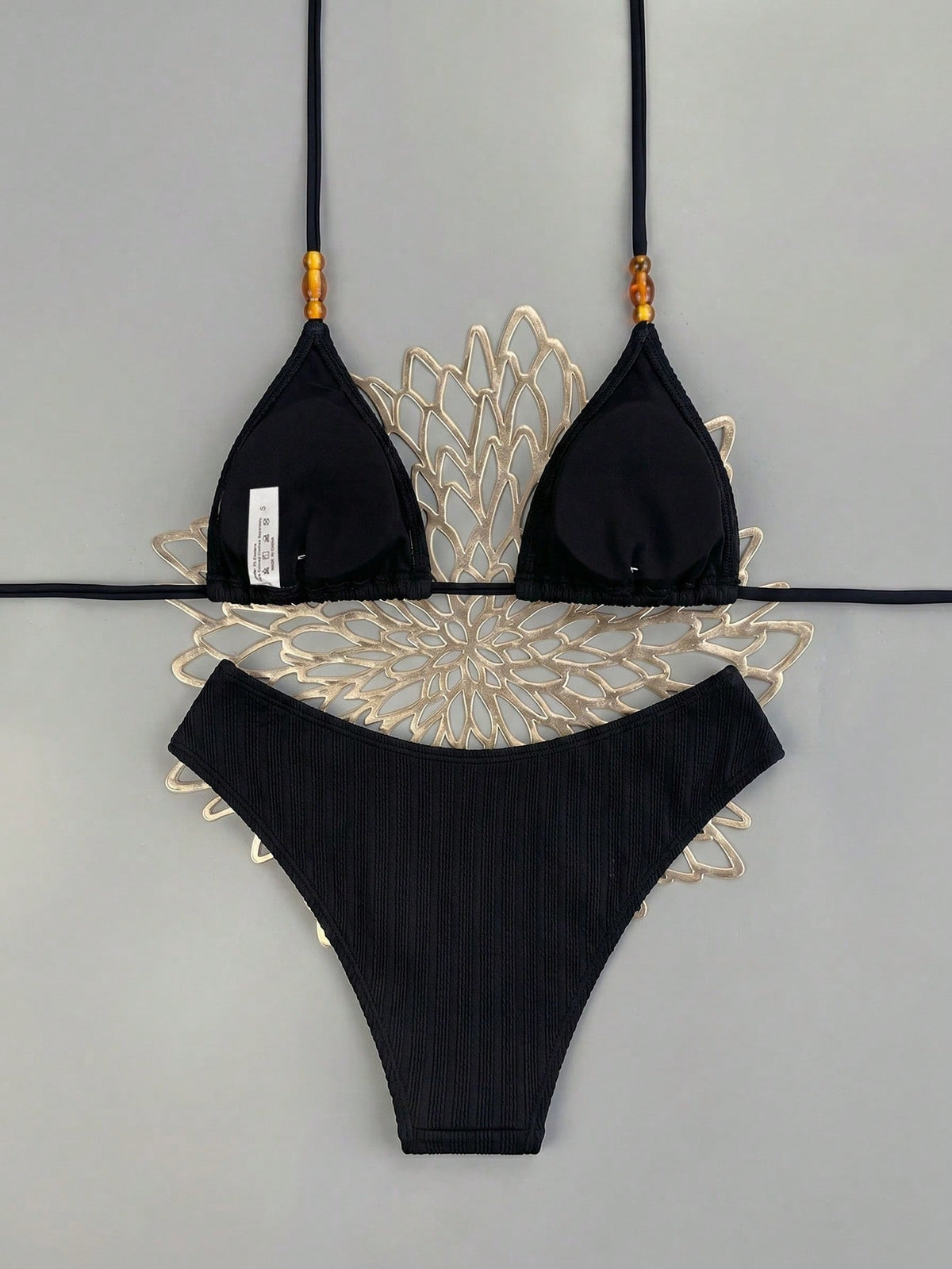 Swim Vcay 2026 Spring/Summer Textured White Halter Tie Side High-Cut Thong Bikini Swimsuit 2-Piece Set For Women Vacation