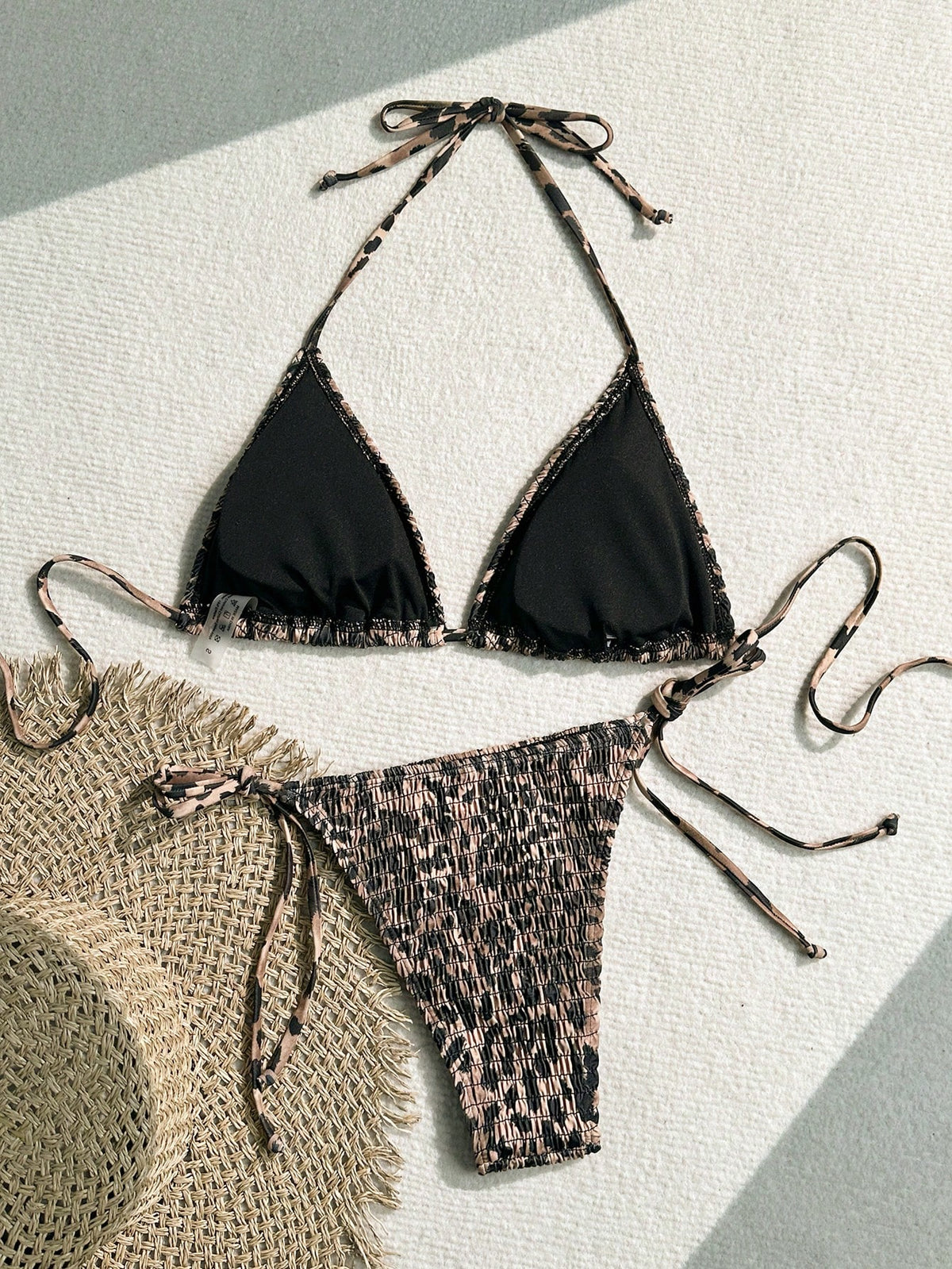 Swim Vcay 2pcs Women Leopard Print Bikini Set, Random Print Summer