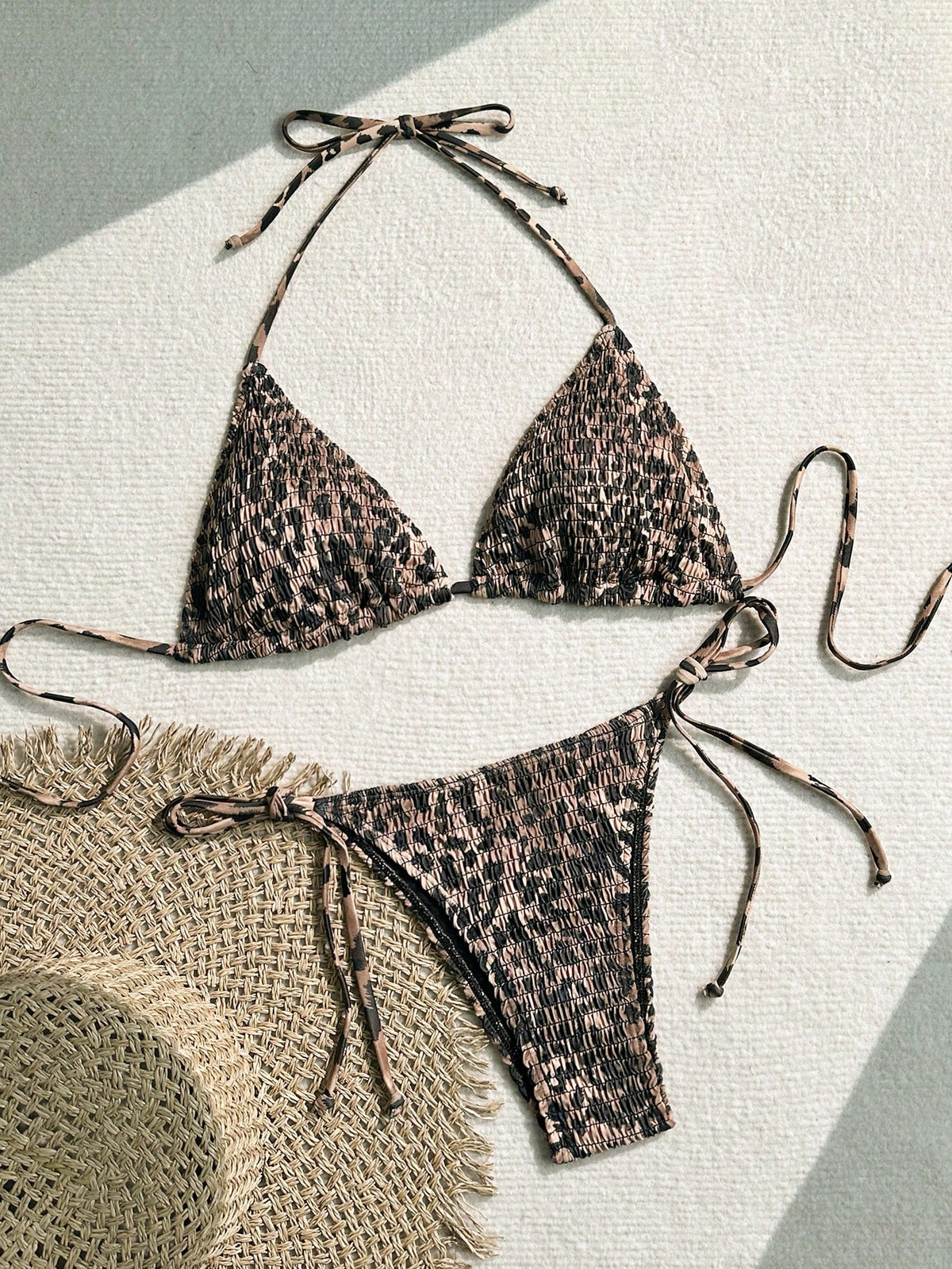 Swim Vcay 2pcs Women Leopard Print Bikini Set, Random Print Summer