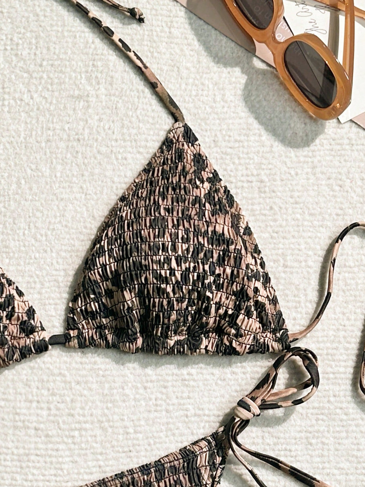 Swim Vcay 2pcs Women Leopard Print Bikini Set, Random Print Summer