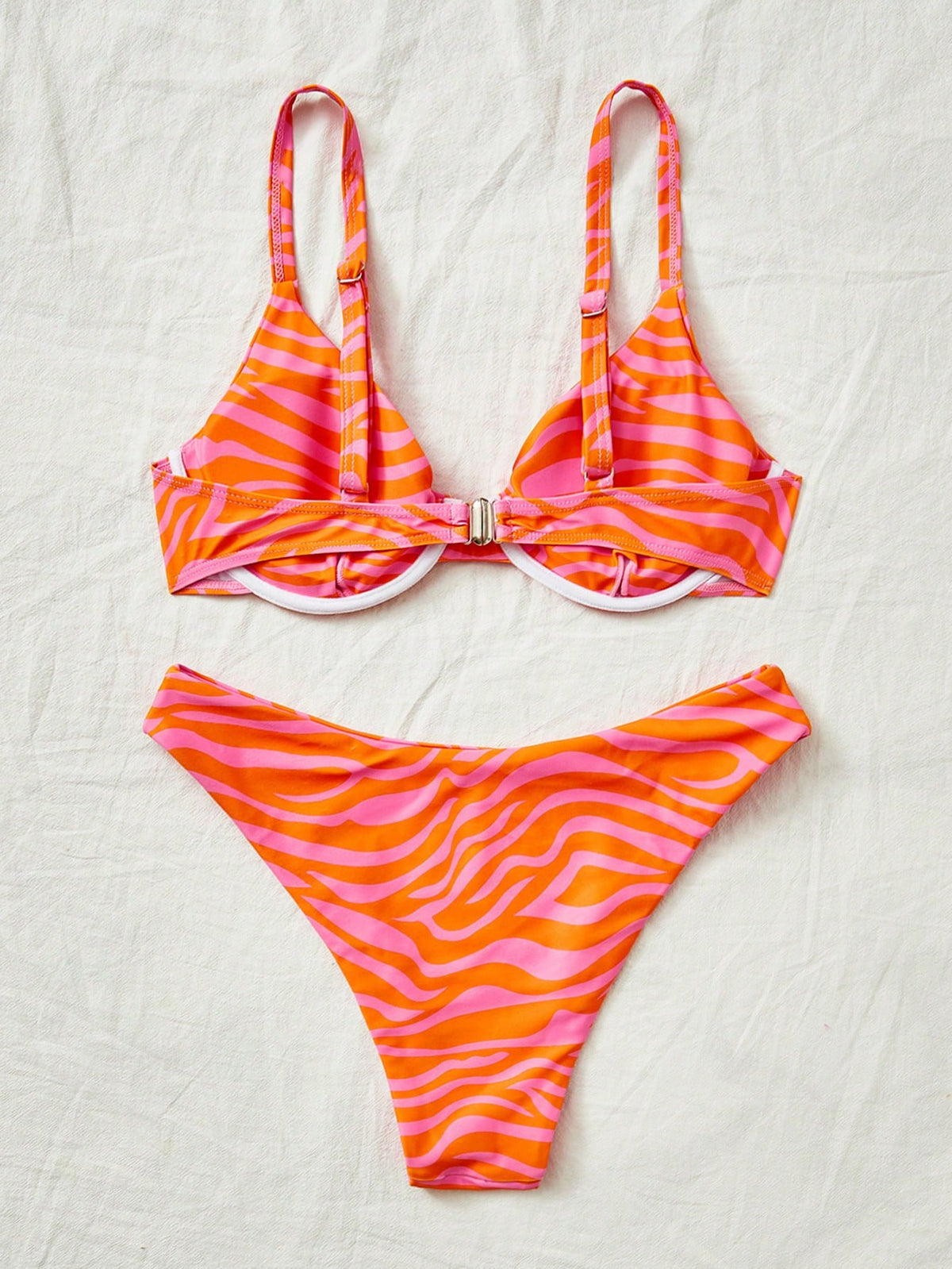 Swim Vcay Leopard Print Bikini Set, Vacation Beach Bikini Set For Summer