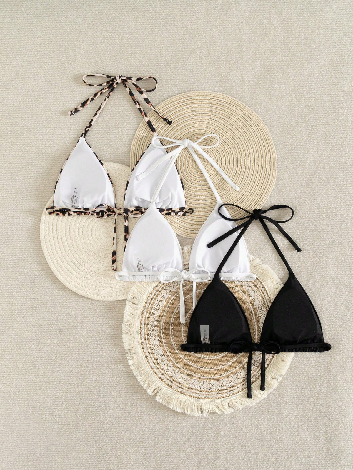 Swim Vcay Summer Springbreak New Sexy & Elegant Halter Neck 3-Piece Swimwear Set, Suitable For Beach, Pool Party