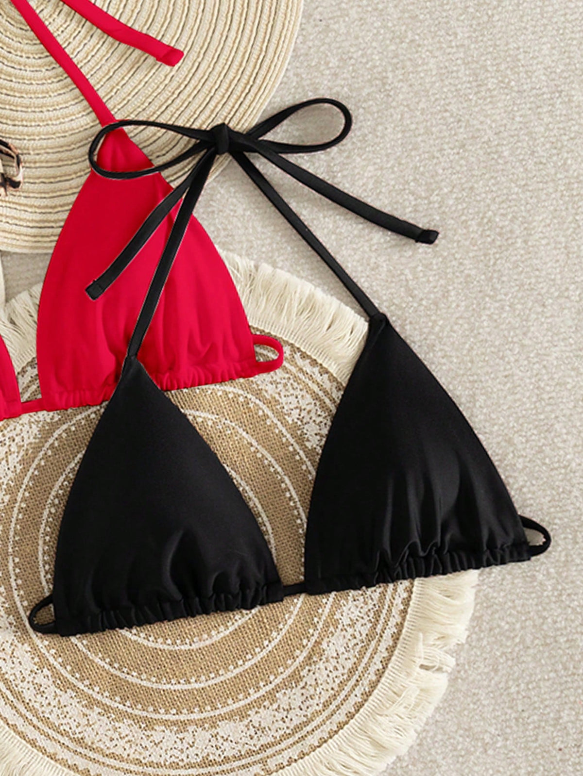 Swim Vcay Summer Springbreak New Sexy & Elegant Halter Neck 3-Piece Swimwear Set, Suitable For Beach, Pool Party