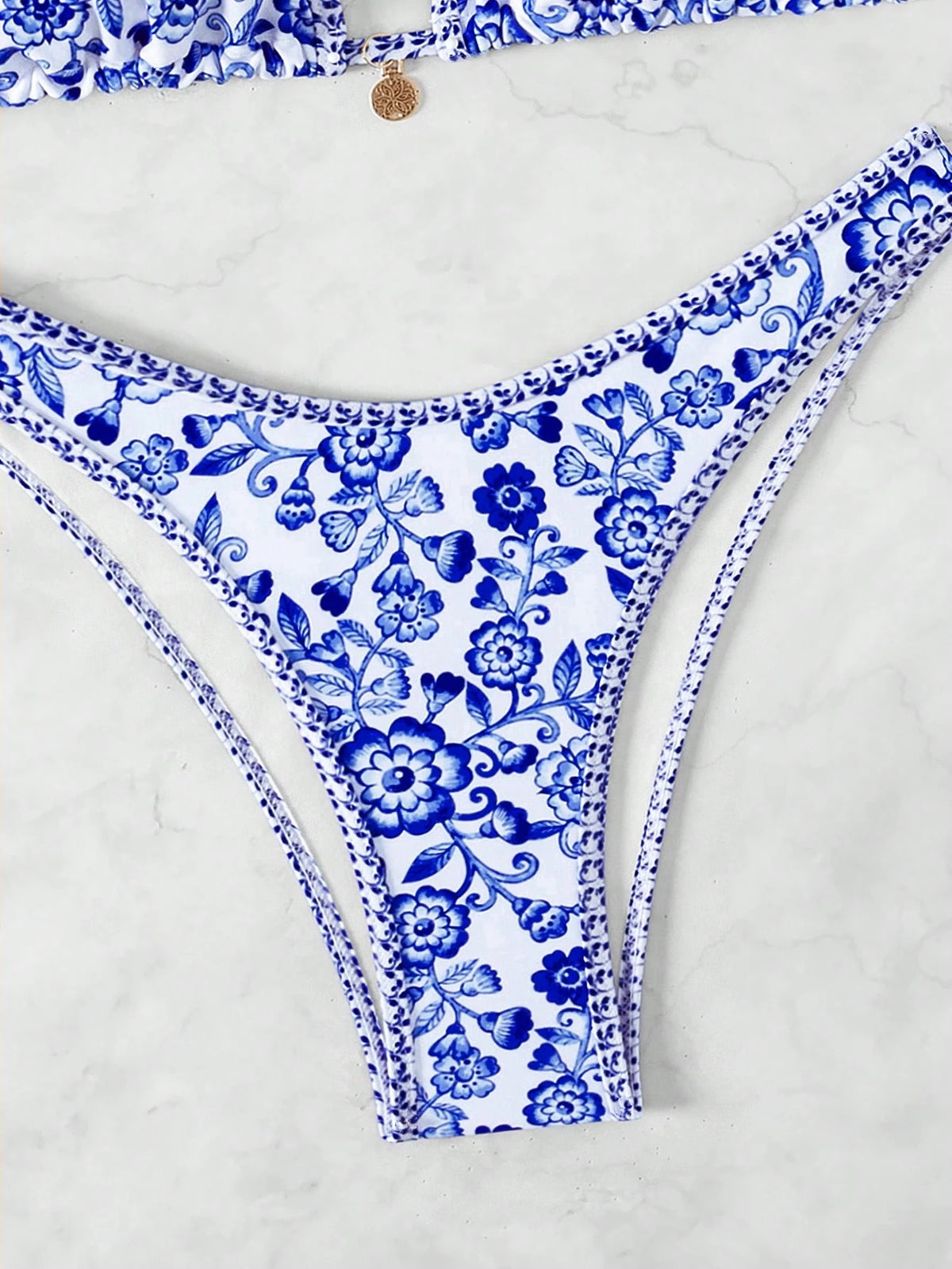 Swim Vcay Women's Floral Print Halter Tie-Up Sexy Bikini 2 Pieces Swimwear Set, Summer Beach