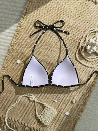 Swim Vcay Women's Polka Dot Bikini Top For Beach Vacation