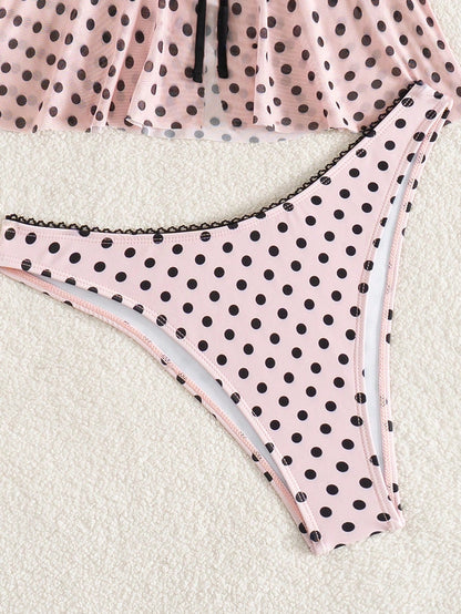 Swim Vcay Women's Polka Dot Sexy Bikini 2 Pieces Set, Sweet For Beach, Holiday, Party For Summer Beach Vacation