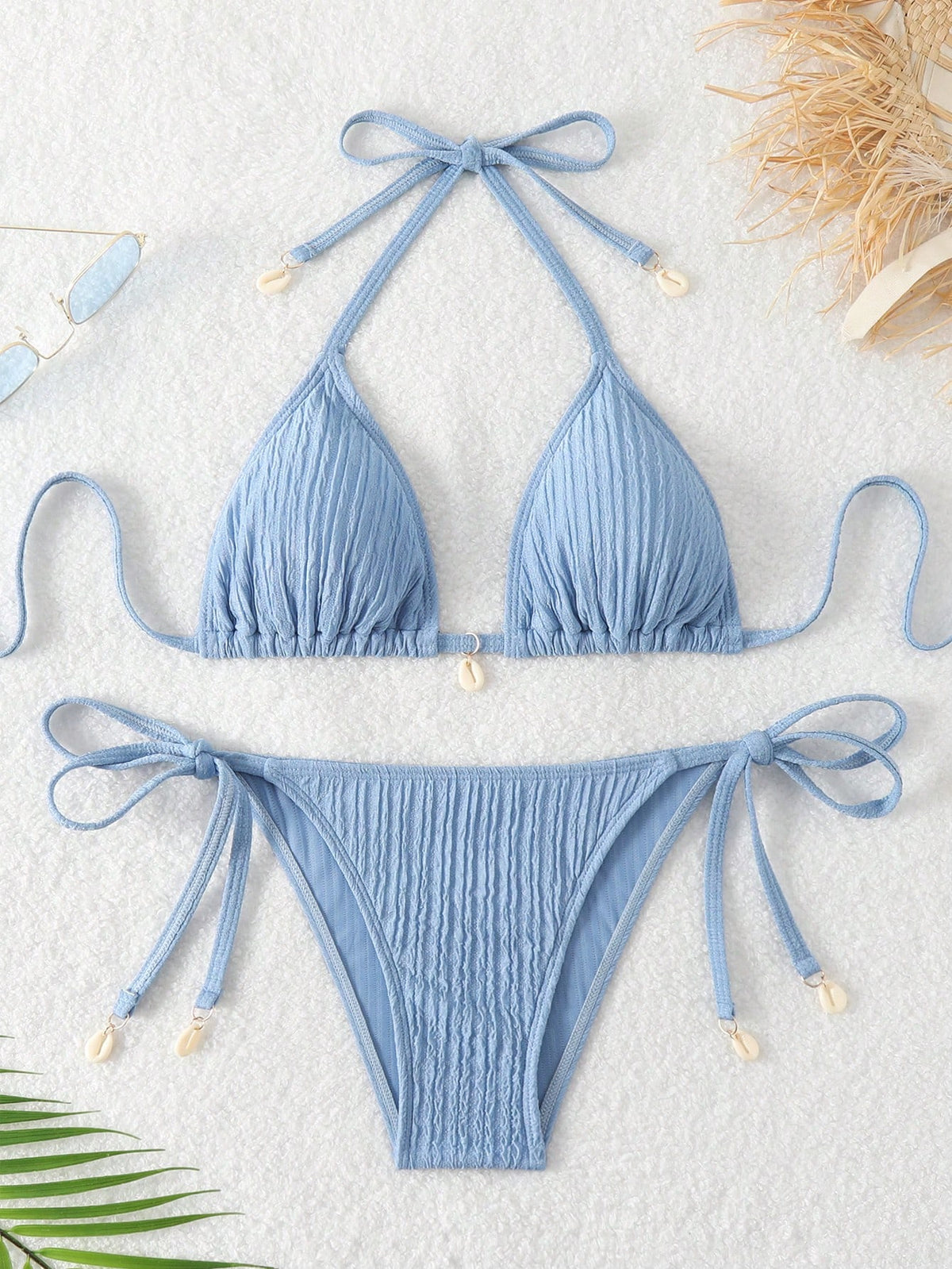 Swim Vcay Women's Solid Color Halter Strap Sexy Bikini Set, Summer Beachwear