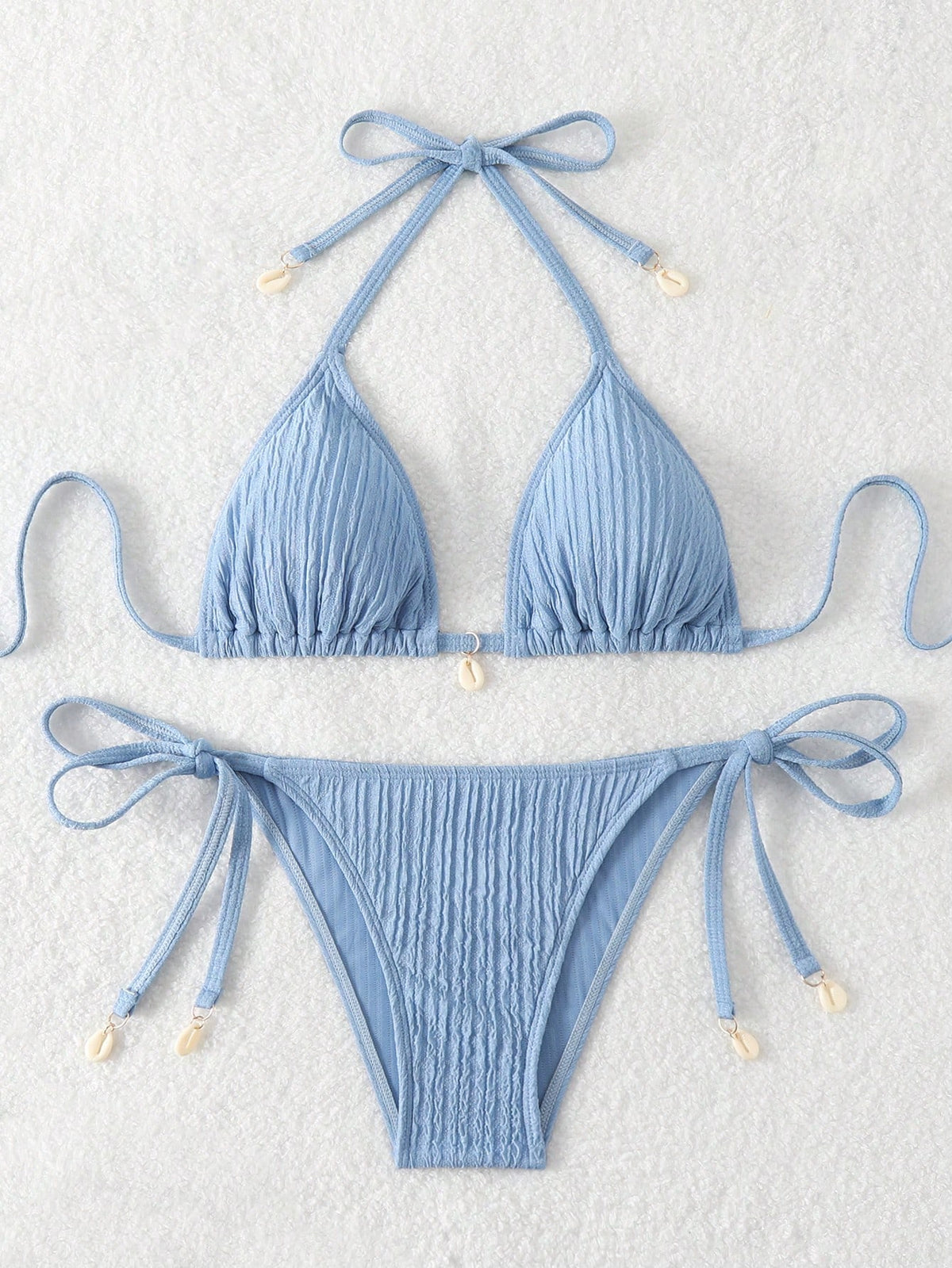 Swim Vcay Women's Solid Color Halter Strap Sexy Bikini Set, Summer Beachwear