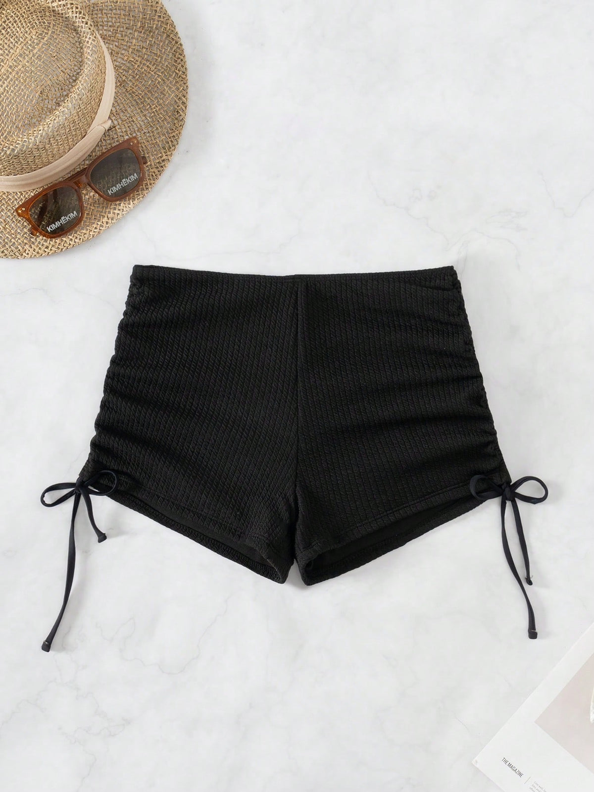 Swim Vcay Women's Summer Beach Side Ruched Swim Shorts