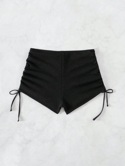 Swim Vcay Women's Summer Beach Side Ruched Swim Shorts