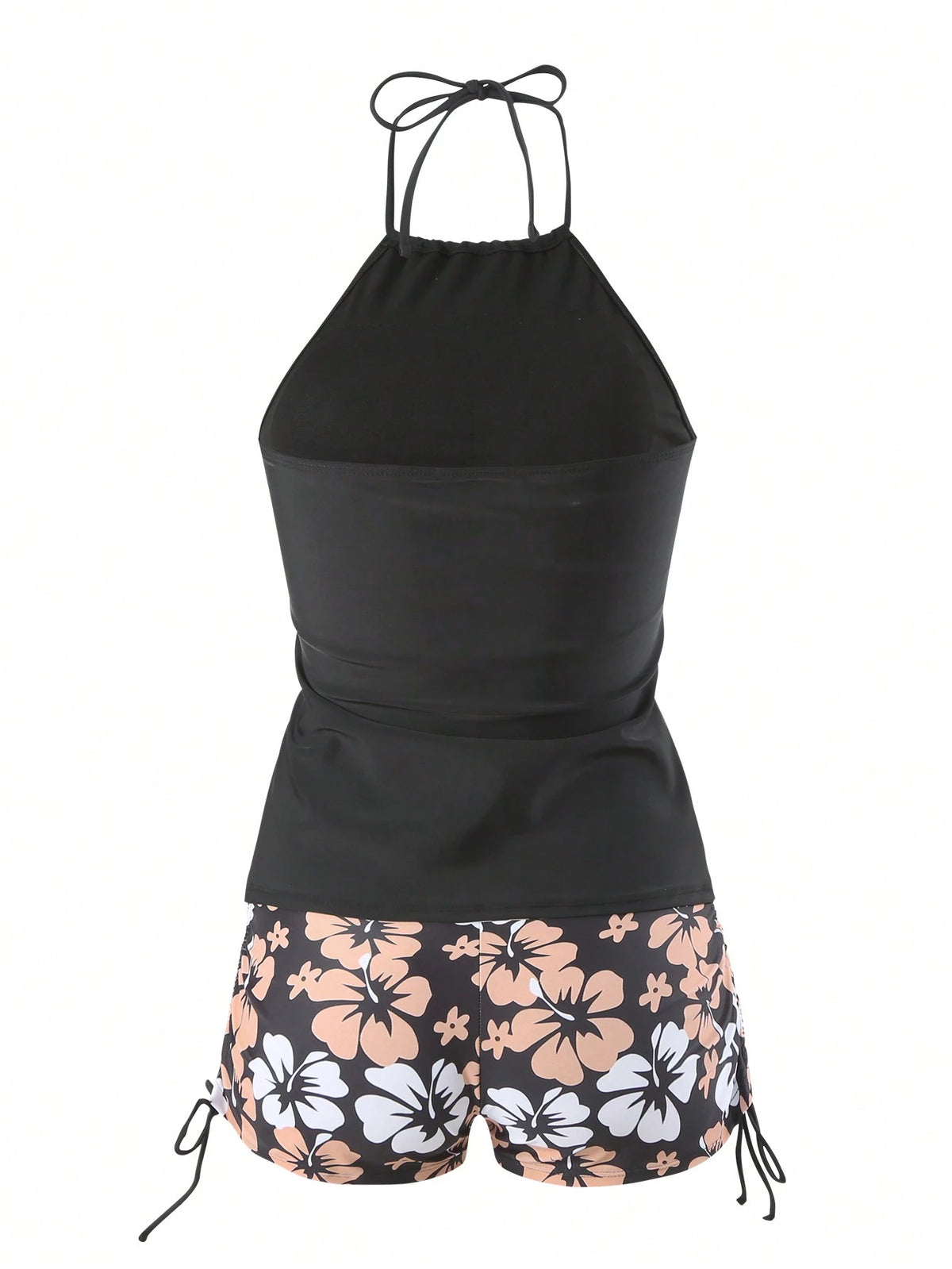 Swim Vcay Women's Summer Beach Vacation Floral Print Knotted Halter Ruched Tankinis Swimwear