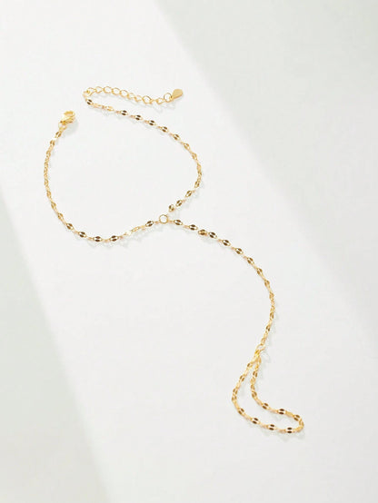 SYMFNY Minimalist Unique 925 Sterling Silver Shiny Lip-Shaped Chain Ring Bracelet