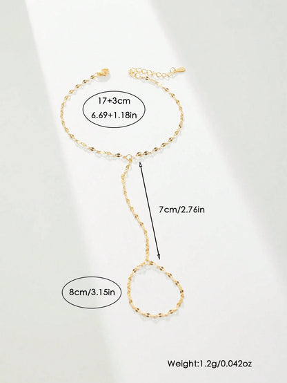 SYMFNY Minimalist Unique 925 Sterling Silver Shiny Lip-Shaped Chain Ring Bracelet