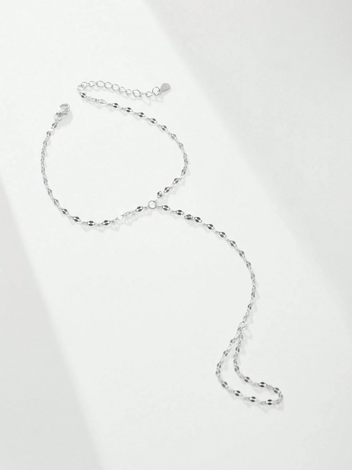 SYMFNY Minimalist Unique 925 Sterling Silver Shiny Lip-Shaped Chain Ring Bracelet