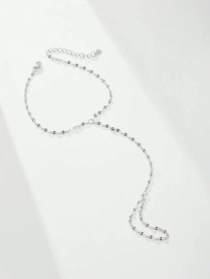 SYMFNY Minimalist Unique 925 Sterling Silver Shiny Lip-Shaped Chain Ring Bracelet