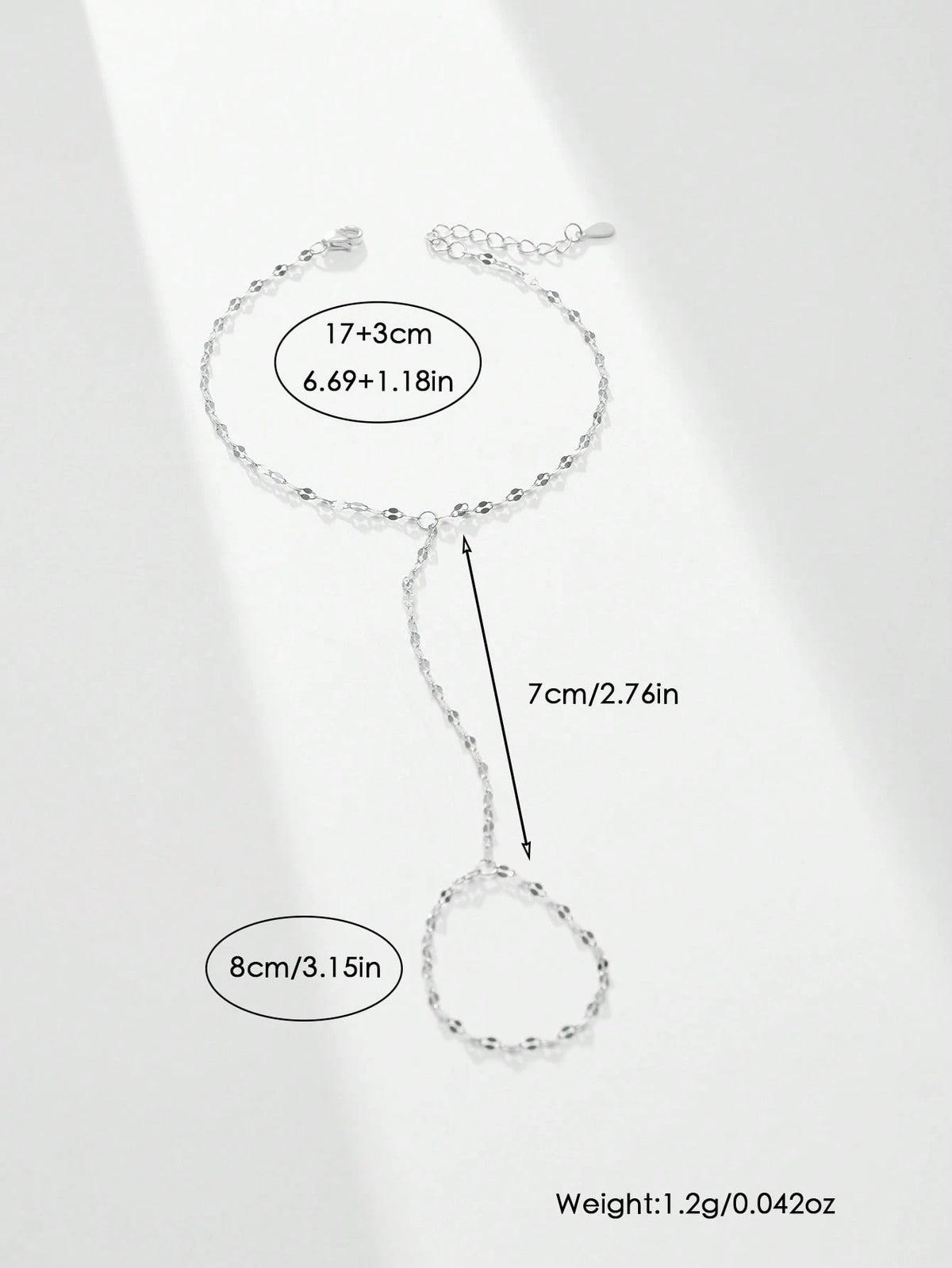 SYMFNY Minimalist Unique 925 Sterling Silver Shiny Lip-Shaped Chain Ring Bracelet