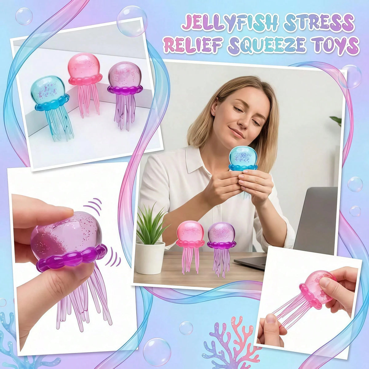 Tachimi 1pc Colorful Jellyfish Slow Rebound Stress Toy, Soft Slow Rebound, Suitable For Children, Teenagers And Adults, Can Be Played On Desk, Helps Relieve Anxiety, S Quishy Squeeze Toy/S Quishes/S Q
