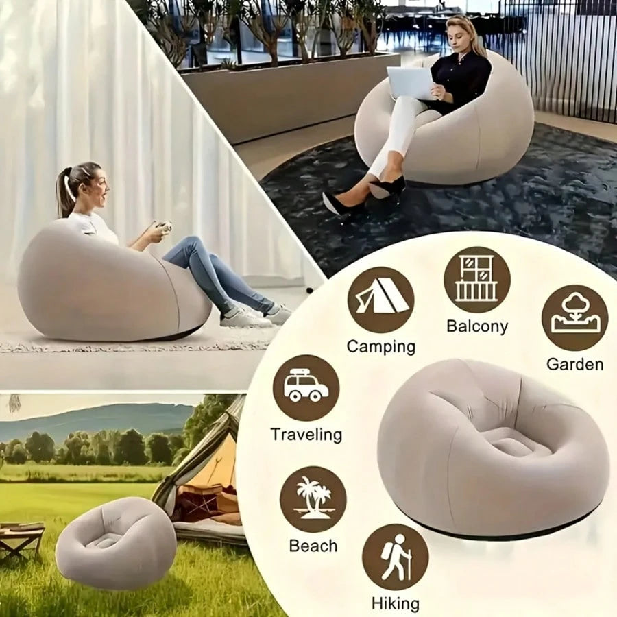 TAIMASI Large Inflatable Bean Bag Chair – Soft & Comfortable Tatami-Style Round Lounge Sofa For Indoor & Outdoor, Relaxing Seat For Living Room, Office, Picnic, Or Camping, Ideal Birthday Halloween Ch