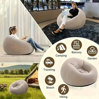 TAIMASI Large Inflatable Bean Bag Chair – Soft & Comfortable Tatami-Style Round Lounge Sofa For Indoor & Outdoor, Relaxing Seat For Living Room, Office, Picnic, Or Camping, Ideal Birthday Halloween Ch