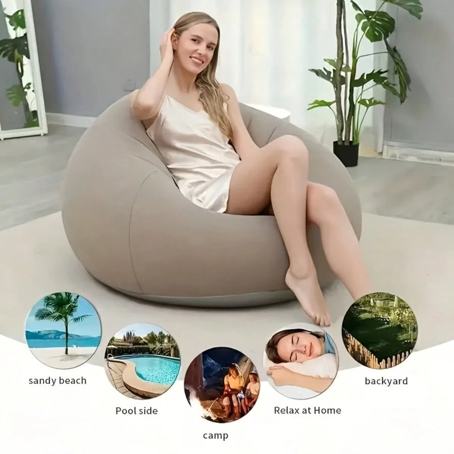 TAIMASI Large Inflatable Bean Bag Chair – Soft & Comfortable Tatami-Style Round Lounge Sofa For Indoor & Outdoor, Relaxing Seat For Living Room, Office, Picnic, Or Camping, Ideal Birthday Halloween Ch