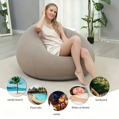 TAIMASI Large Inflatable Bean Bag Chair – Soft & Comfortable Tatami-Style Round Lounge Sofa For Indoor & Outdoor, Relaxing Seat For Living Room, Office, Picnic, Or Camping, Ideal Birthday Halloween Ch