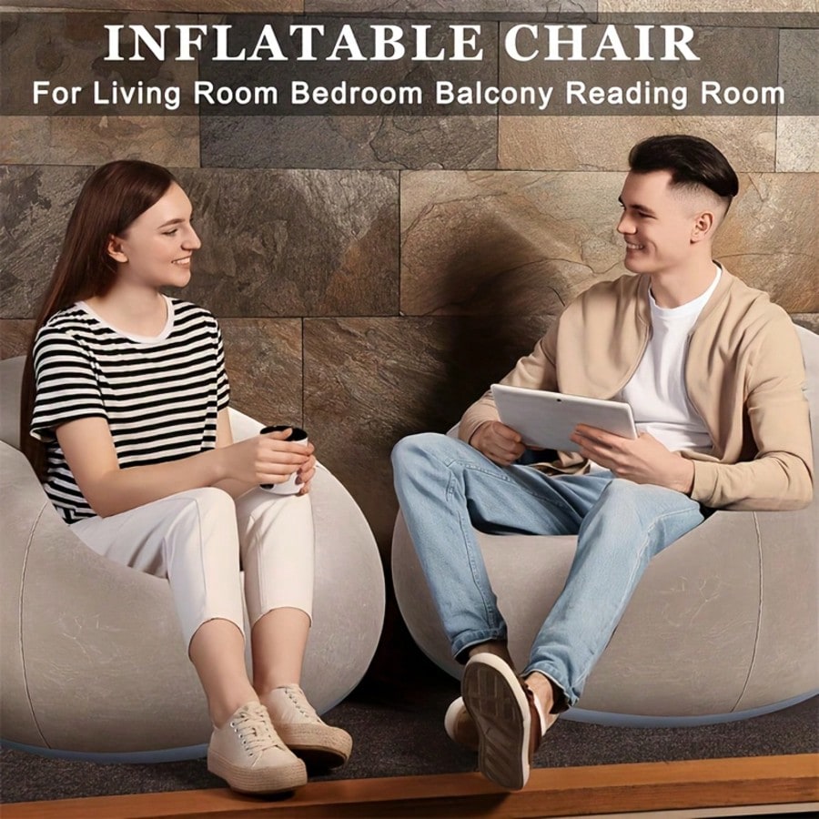 TAIMASI Large Inflatable Bean Bag Chair – Soft & Comfortable Tatami-Style Round Lounge Sofa For Indoor & Outdoor, Relaxing Seat For Living Room, Office, Picnic, Or Camping, Ideal Birthday Halloween Ch