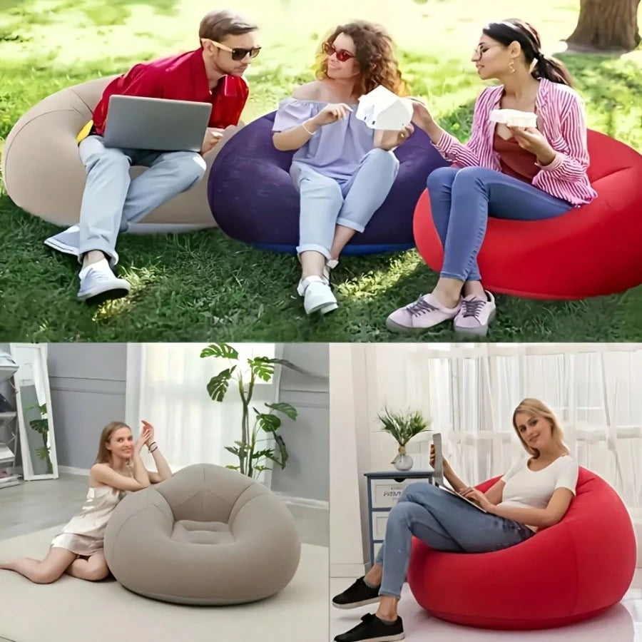 TAIMASI Large Inflatable Bean Bag Chair – Soft & Comfortable Tatami-Style Round Lounge Sofa For Indoor & Outdoor, Relaxing Seat For Living Room, Office, Picnic, Or Camping, Ideal Birthday Halloween Ch