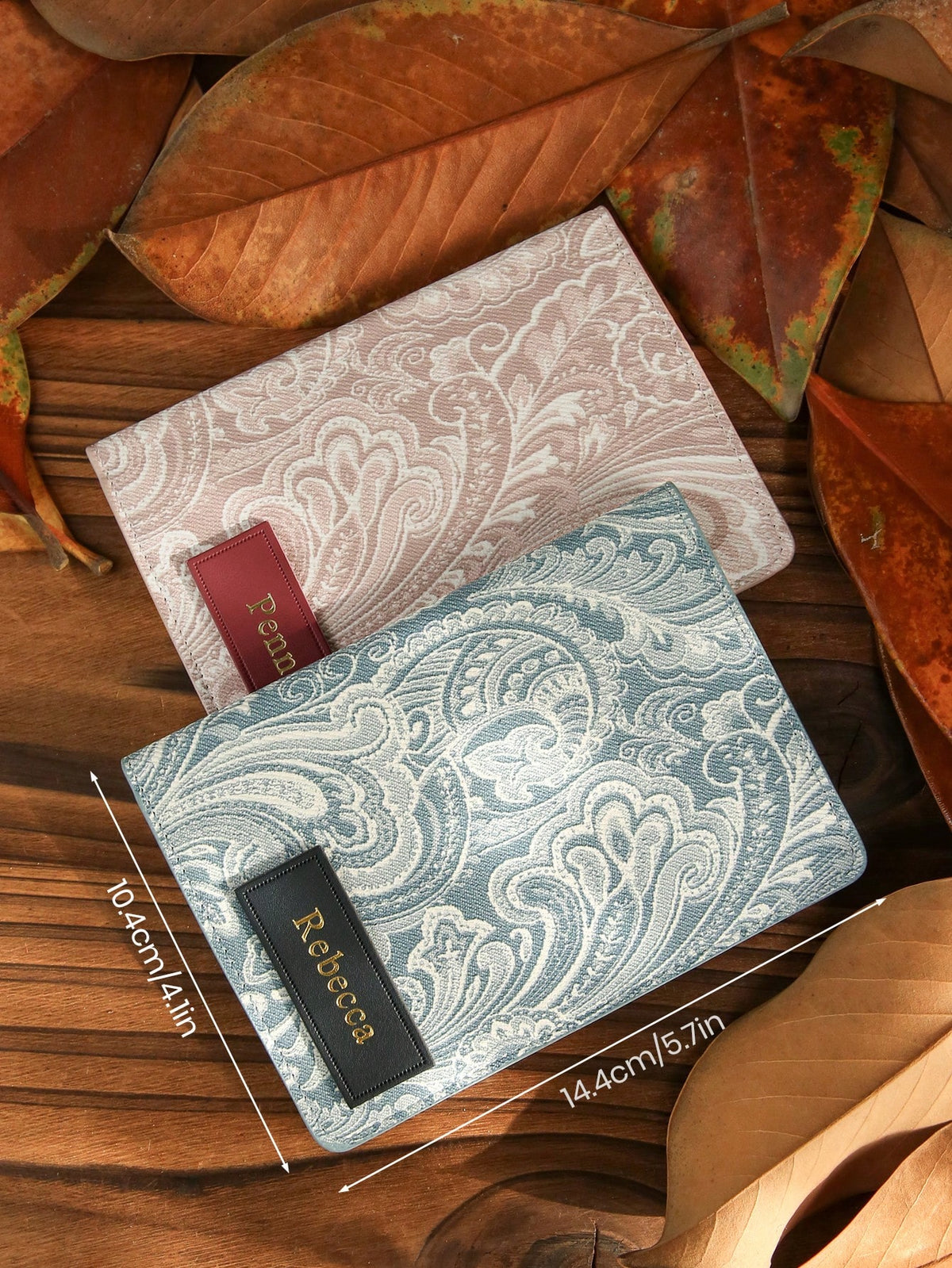 Takeoak 1pc Customized Hot-Stamped Vintage Floral Paisley Pattern Passport Cover, Personalized Vintage Passport Holder With Customizable Name, Bohemian Style Passport Wallet, Travel Essential, RFID An
