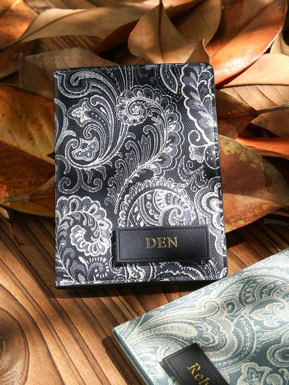 Takeoak 1pc Customized Hot-Stamped Vintage Floral Paisley Pattern Passport Cover, Personalized Vintage Passport Holder With Customizable Name, Bohemian Style Passport Wallet, Travel Essential, RFID An
