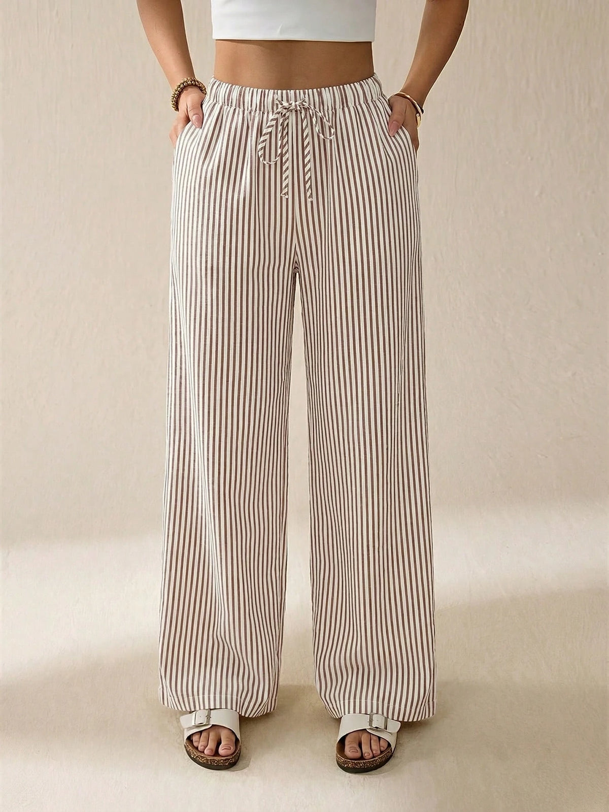 Tall Striped & Printed Casual Daily Wear Women Spring/Summer Long Pants, Tall Women