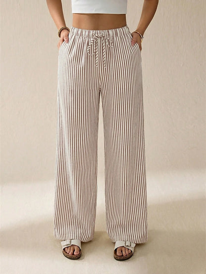 Tall Striped & Printed Casual Daily Wear Women Spring/Summer Long Pants, Tall Women