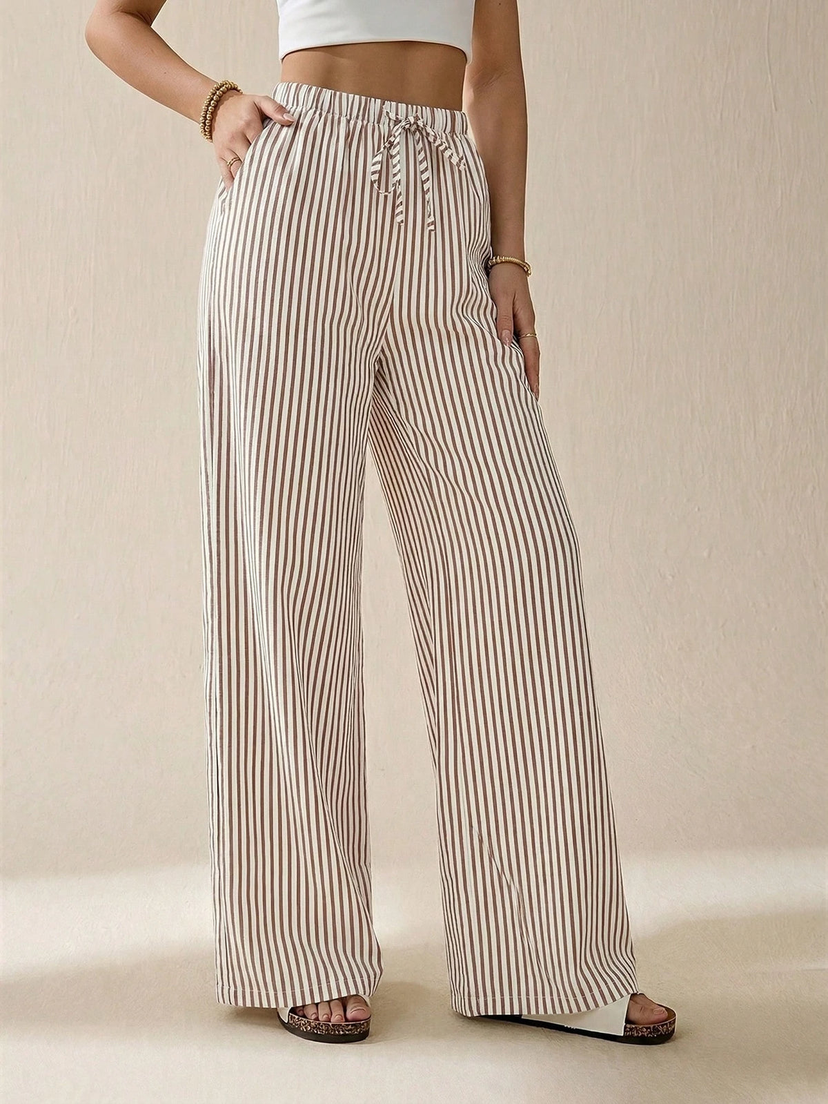 Tall Striped & Printed Casual Daily Wear Women Spring/Summer Long Pants, Tall Women