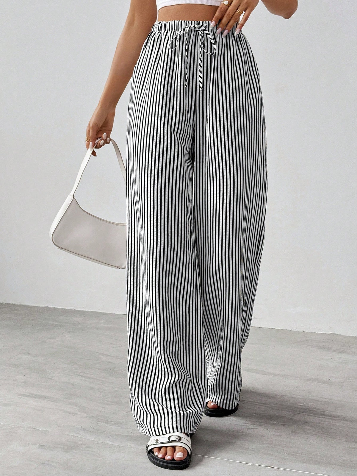 Tall Striped & Printed Casual Daily Wear Women Spring/Summer Long Pants, Tall Women