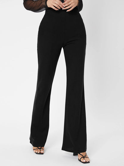 Tall Zipper Back Solid Palazzo Pants, Tall Women