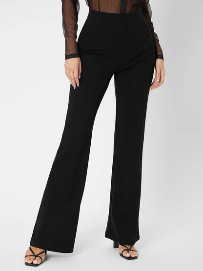 Tall Zipper Back Solid Palazzo Pants, Tall Women
