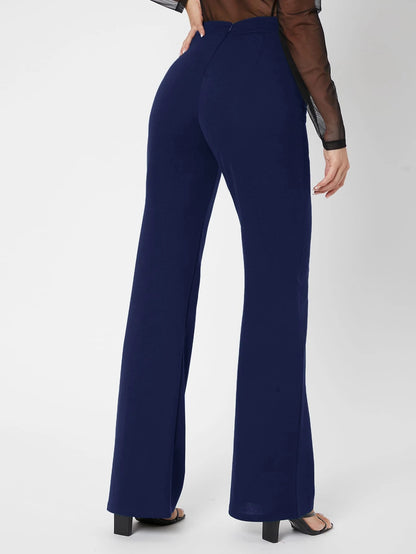Tall Zipper Back Solid Palazzo Pants, Tall Women